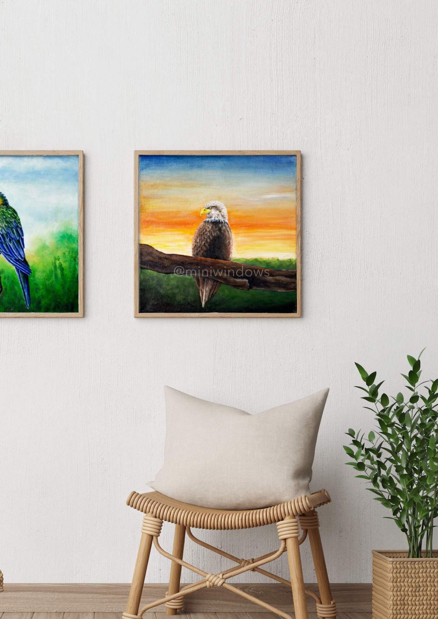 Majestic Eagle Oil Paintings: Mini 4x4"or Medium 12" Canvas