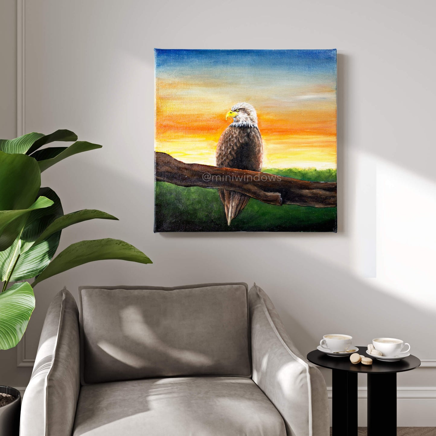 Majestic Eagle Oil Paintings: Mini 4x4"or Medium 12" Canvas