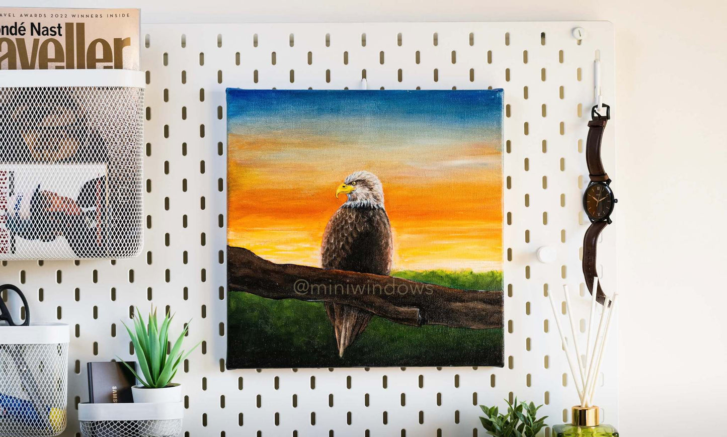 Majestic Eagle Oil Paintings: Mini 4x4"or Medium 12" Canvas